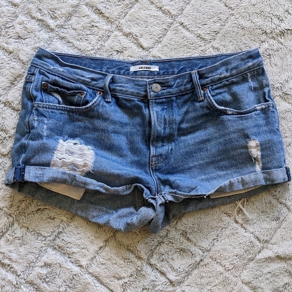 Grlfrnd Denim Adriana Jean Shorts Women’s 29 Button Fly Roll Hem Cut Off - Picture 1 of 4